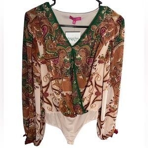 SOLD NWT Flying Tomato Paisley Boho Long Sleeve Bodysuit Small